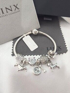 Linx Snake Chain Bracelet with Dachshund Weenie Dog Themed Charms